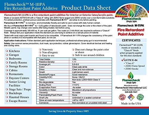 Flamecheck M-111PA Fire Retardant Paint Additive (8 ounce) Mix 8 ounes to 1 US Gallon of Latex paint or primer.