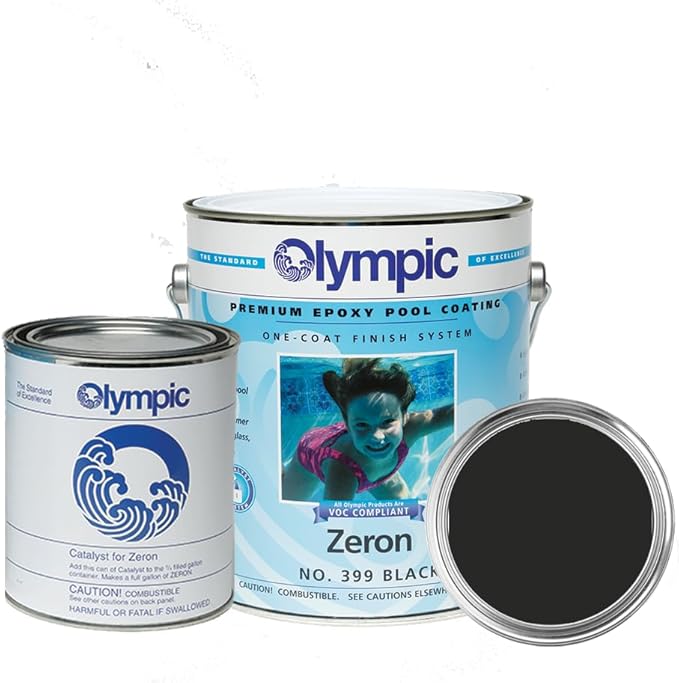 Olympic Pool Paint - Zeron - Black - 1 Gallon - two-part epoxy swimming pool paint - one-coat for plaster, fiberglass, steel and aluminum pools.