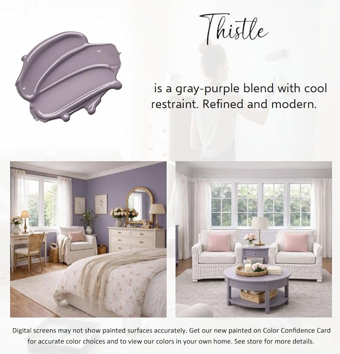 ALL-IN-ONE Paint by Heirloom Traditions, Thistle (Gray Purple), Quart - Durable cabinet and furniture paint. Built in primer and top coat, no sanding needed. Includes our 30 featured color card.