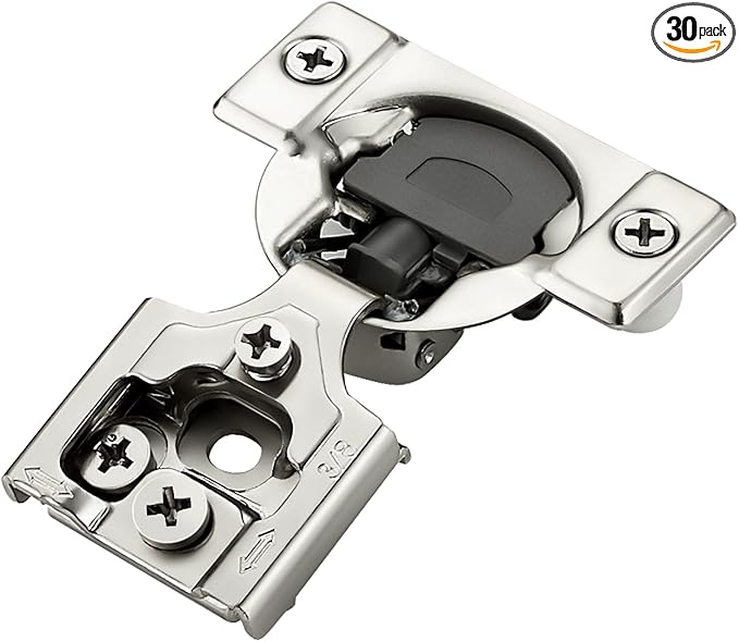 Ravinte 30 Pack 15 Pairs 3/8 Inch Overlay Soft Close Hinges for Kitchen Cabinet Satin Nickel Hidden Stainless Steel Concealed Hinges self Closing