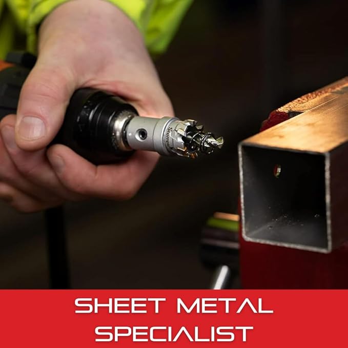Starrett Tungsten Carbide Tipped Stainless Steel Sheet Metal Hole Saw - Ideal for Stainless, High Alloy Steel, Non-Ferrous Metals, Reinforced Fabrics - 1'' Diameter - SM25