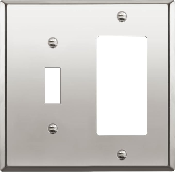 ENERLITES Combination Toggle and Decorator Switch Metal Wall Plate, Stainless Steel 201, Corrosion Resistant, Size 2-Gang 4.50" x 4.57", 771131-PC, Polished Chrome, Silver