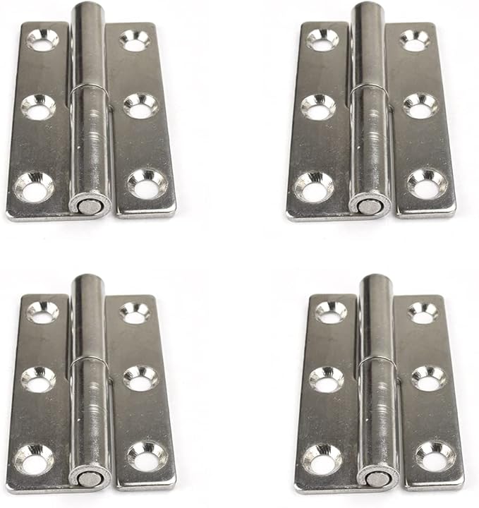 4Pcs 2.5" Detachable Stainless Flag Hinge, Rising Butt Left Handed Lift-Off Hinge