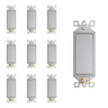 ELEGRP Matte Gray 3 Way Decorator Light Switch, 15A 120-277V, Paddle Rocker Switch Replacement, On/Off Wall Switch, Self-Grounding, Residential Grade, UL/CUL, 10 Pack