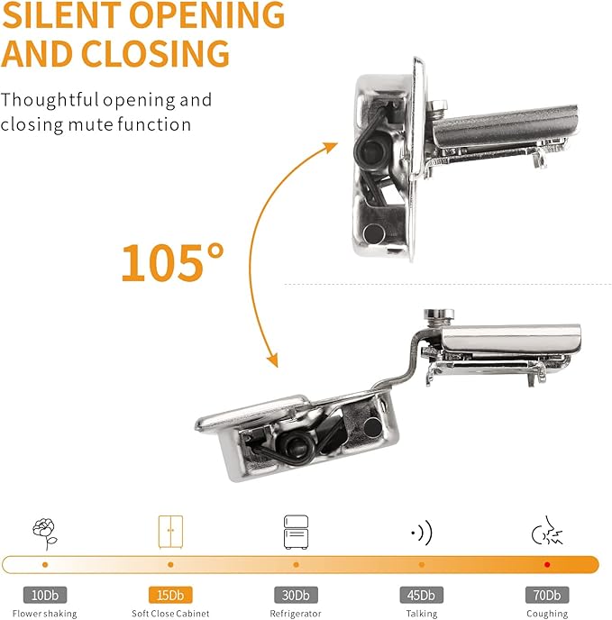 Chibery 10 Pack 3/4" Overlay 3D Soft Close Concealed Hinge for Face Frame Door, Smooth Slow Self Closing Hinges, Satin Nickel, Hidden 105° Open Angle Stainless Steel Hinge for Kitchen Cabinet Door
