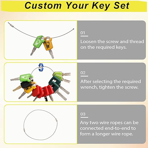 Multi Type Heavy Equipment Key Set, 26 Excavator Dozer Skid Steer Loader Forklift Roller Keys Fit CAT Caterpillar Bobcat JD Case JLG JCB Volvo Hyster Ford Holland Yanmar Kubota Komatsu Toyota Hitachi