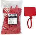Kable Kontrol Cable Marker Identification Zip Ties 9 Inch 100 Pcs – Red | Large ID Flag Label Straps, Self-Locking Write on Tags for Ethernet, Power, and Cord Labeling