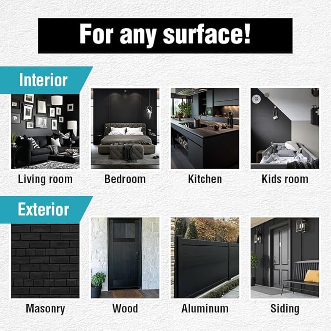 Chalkboard Paint Black Chalk Board Paint for Wood, Metal, Glass, Wall, Plaster Boards Sign, Frame, Interior/Exterior, Built-in Primer & Top Coat, Black Matte Finish, Acrylic, Non-Toxic, 350g, 12oz