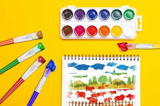 10Pcs Paint Brushes for Kids, Anezus Kids Paint Brushes Toddler Large Chubby Brushes Round and Flat Preschool Painting Brushes for Washable Paint Acrylic Paint