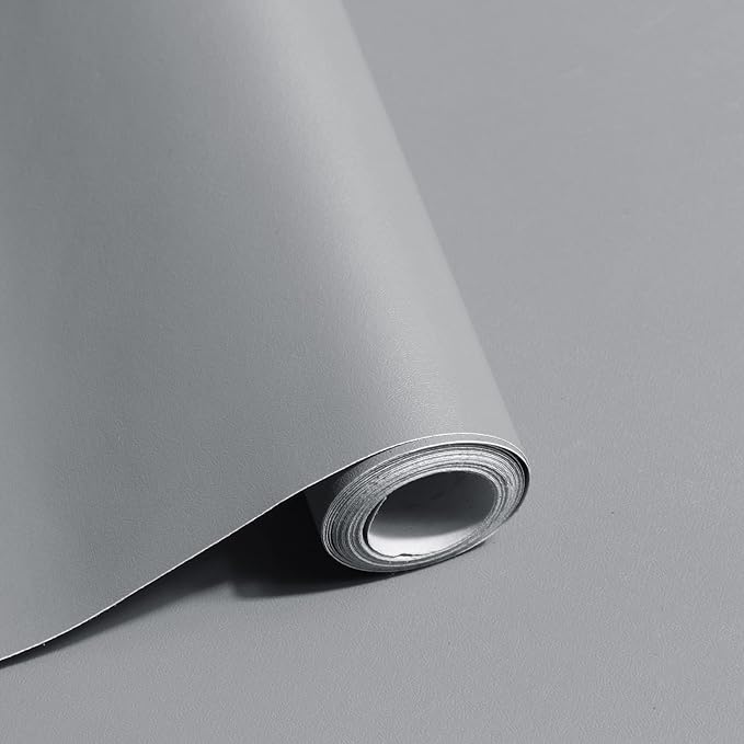 Safiyya Grey Peel and Stick Wallpaper Grey Contact Paper Wall Paper Removable Decorative Self Adhesive Wallpaper Vinyl Rolls for Wall 118"x17.7"