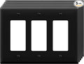 ENERLITES Decorator Light Switch or Receptacle Outlet Wall Plate, Gloss Finish, Mid-Size 3-Gang 4.88" x 6.77", Unbreakable Polycarbonate Thermoplastic, UL Listed, 8833M-BK-5PCS, Black, (5 Pack)