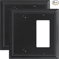 2-Pack Combo Blank/Decorator Wall Plates, Black Decorative Switch Plates and Outlet Covers, Durable Natural Bamboo Fiber Wall Plates for Electrical Outlets, Receptacle, GFCI Outlet, Dimmer Switch