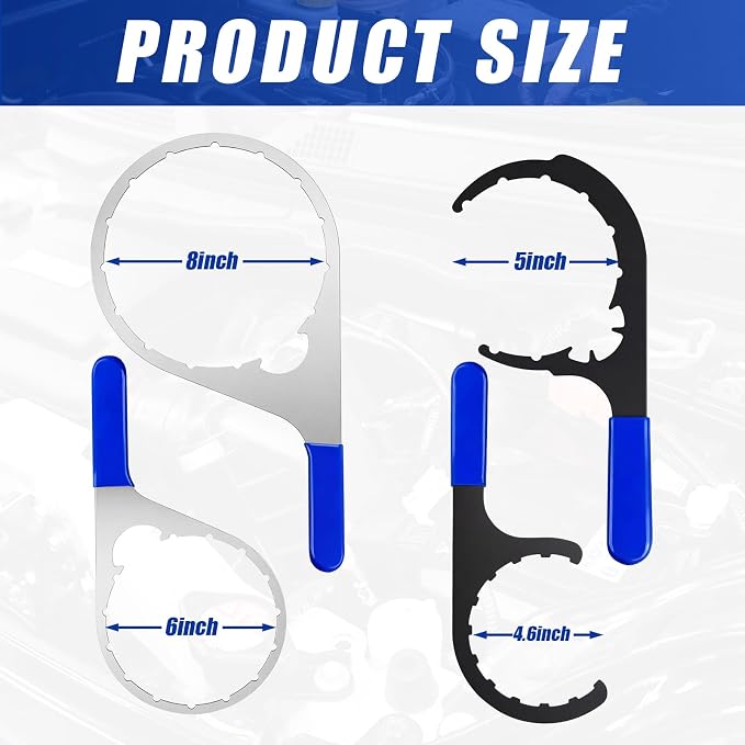 4 Pcs Fuel Filter Wrench 4.6'' & 5'' & 6'' & 8'' Blue | Compatible with Diesel Engines Water Separator, Cap Claw Grip Design, Metal Plastic Build, Easy Removal