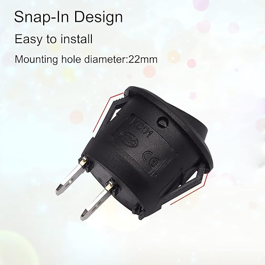 TWTADE 5PCS 12V Rocker Switch ON/Off Latching Round Toggle Switch SPST 2Pin with Wires 6A/250V 10A/125V AC for Automotive Boat etc