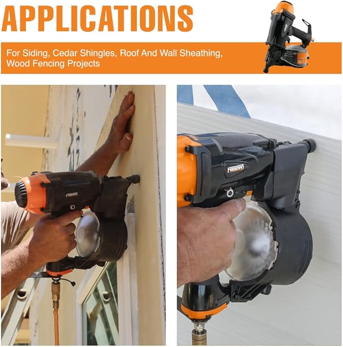 Freeman Pneumatic 15 Degree 2-1/2" Coil Siding Nailer with Adjustable Metal Belt Hook | PCN65