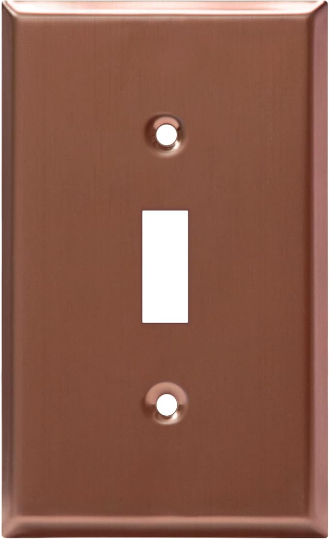 ENERLITES Toggle Light Switch Metal Wall Plate, Stainless Steel Switch Cover, Corrosion Resistant, Mid-Size 1-Gang 4.50" x 2.76", Stainless Steel 201, 7711-BRG, Brushed Rose Gold