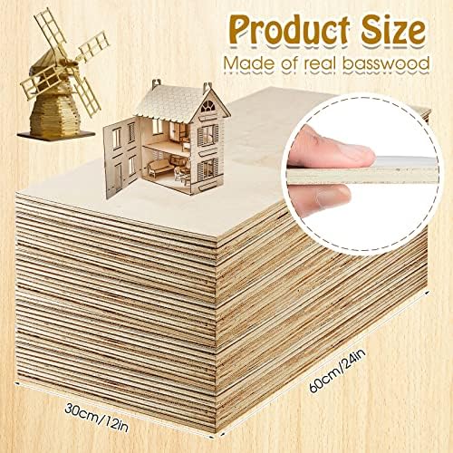 Juexica 24 Pcs 6 mm Baltic Birch Plywood for Laser Cutting 12 x 24 Inch