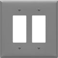 ENERLITES Double Decorator Switch Cover, Two Gang Outlet Wall Plate, Gloss Finish, Oversized 2-Gang 5.50" x 5.50", Unbreakable Polycarbonate Thermoplastic, UL Listed, 8832O-GY, Gray