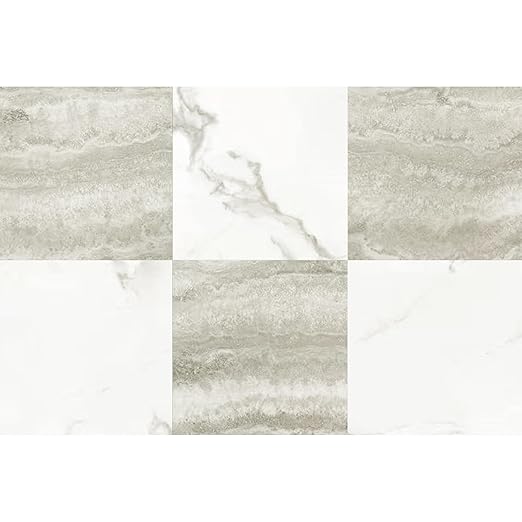 Art3d Peel and Stick Floor Tile, 30-Pack 12 x 12in. Covers 30 Sq.ft, Waterproof Vinyl Flooring Tiles Self Adhesive for Kitchen, Bathroom & Bedroom - White & Beige Marble (15 Tiles per Color)