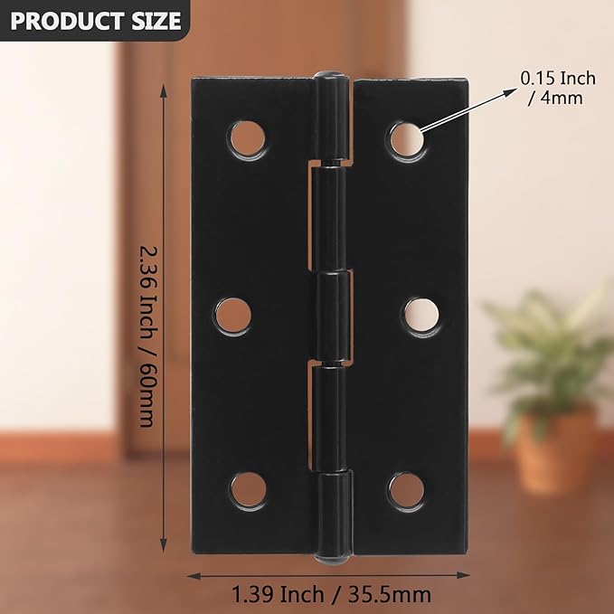Murtenze 6 Pack 2.5 Inch Door Hinges, Black Butt Hinges with Mounting Screws