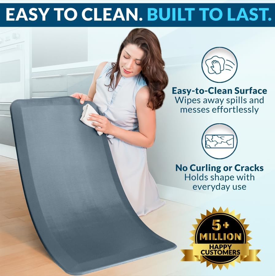 ComfiLife Anti Fatigue Floor Mat – 3/4 Inch Thick Perfect Kitchen Mat, Standing Desk Mat – Comfort at Home, Office, Garage – Durable – Stain Resistant – Non-Slip Bottom (20" x 39", Denim)
