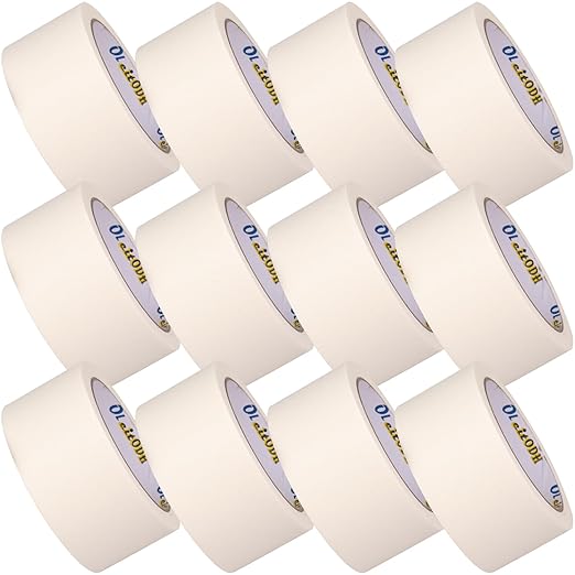 Oleitodh 12 Rolls White Painters Tape Bulk 2 inch x 660 Yards, Painters Masking Tape No Residue Wall Painting Tape Artist Tape Trim Edge Finishing Tape for Wall Painting Decoration DIY Supplies