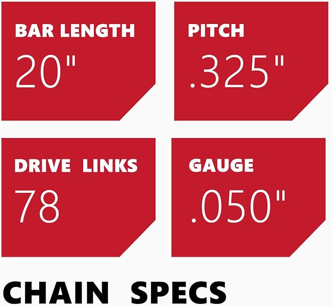 KAKEI 20 Inch Chainsaw Chain .325" Pitch .050" Gauge 78 Drive Links Fits Echo CS-490/440, Craftsman S205/CMXGSAMY462S, PP4620AVX - 20BPX78CQ, M78, Y78 (3 Chains) - Full Chisel