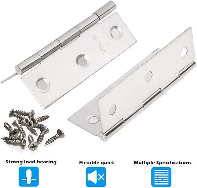 FOCCTS 18 Pack Folding Door Hinges, 2 x 3 inch Stainless Steel Square Butt Hinges for Home Furniture Hardware Closet Door with Enough Screw