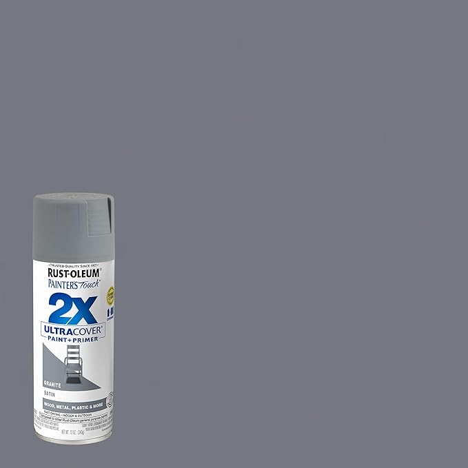 Rust-Oleum 334069-2PK Painter's Touch 2X Ultra Cover Spray Paint, 12 oz, Satin Granite, 2 Pack