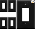 ENERLITES Decorator Light Switch or Receptacle Outlet Wall Plate, Gloss Finish, Oversized 1-Gang 5.5" x 3.5", Unbreakable Polycarbonate Thermoplastic, UL Listed, 8831O-BK-5PCS, Black, 5 pack