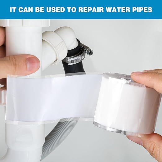 1.5 Inch x 10 ft Self Fusing Silicone Tape Waterproof Thickness 0.5mm Silicone Rubber for Plumbing, Sealing Pipes, Hose Repair, Outdoor Coax and Electrical Cables (White)