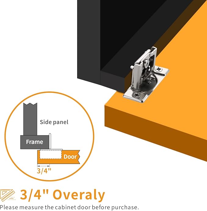 Chibery 6 Pack 3/4" Overlay 3D Soft Close Concealed Hinge for Face Frame Door, Smooth Slow Self Closing Hinges, Satin Nickel, Hidden 105° Open Angle Stainless Steel Hinge for Kitchen Cabinet Door