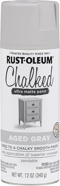 Rust-Oleum Aged Gray Chalked All-in-One Ultra Matte Spray Paint | One Coat Coverage | No Primer, Sanding, Or Topcoat Needed | Easy Spray Application | Made in USA | 12 OZ