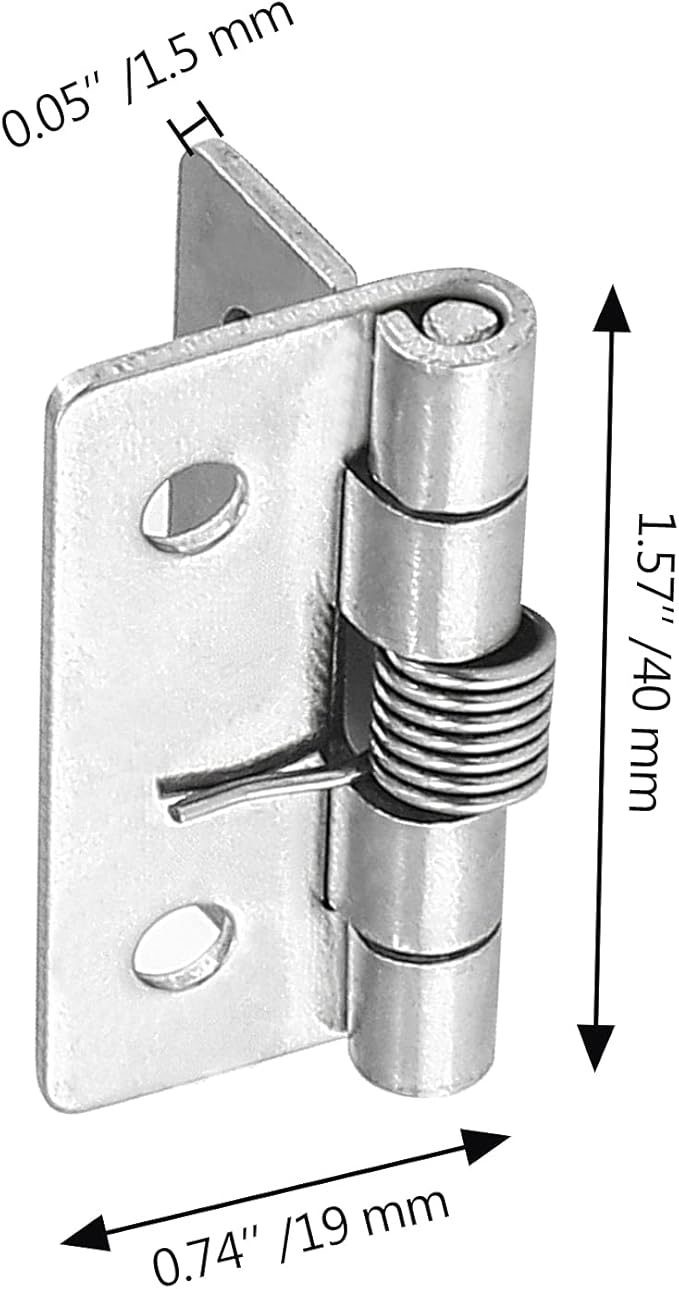 Luomorgo 4 Pcs Spring Loaded Hinges for Cabinets, 1.5 Inch Length Stainless Steel Spring Hinges Self Closing
