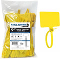 Kable Kontrol Cable Marker Identification Zip Ties 9 Inch 100 Pcs – Yellow | Large ID Flag Label Straps, Self-Locking Write on Tags for Ethernet, Power, and Cord Labeling