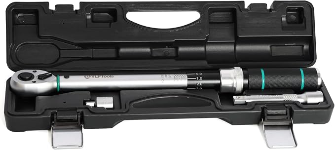 3-Piece Torque Wrench Set – 1/2" Drive Click Torque Wrench (10–150 ft-lb), 3/8" Adapter, 5-Inch Extension Bar, ±3% Accuracy, Chrome Vanadium Steel, Includes Storage Case