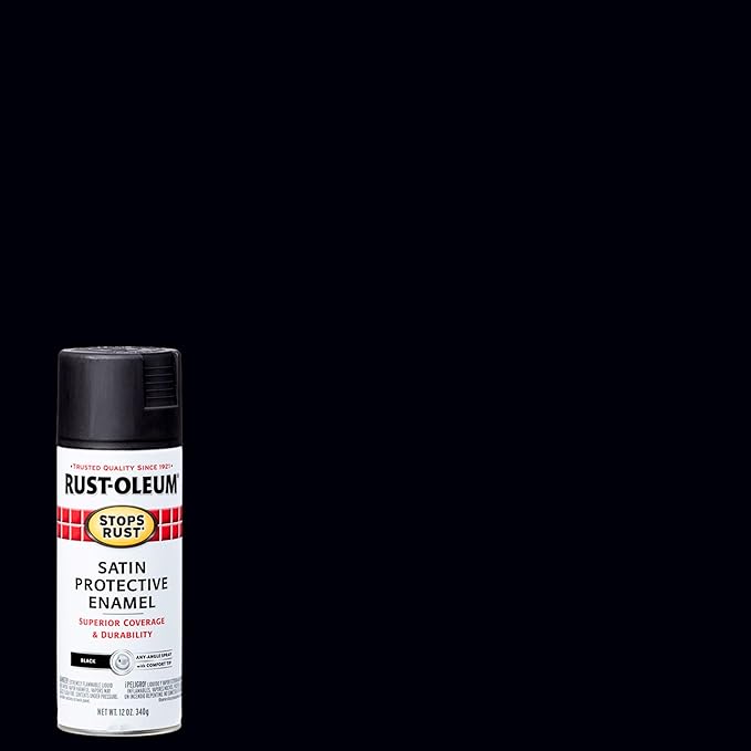 Rust-Oleum 7777830-6PK Stops Rust Spray Paint, 12 oz, Satin Black, 6 Pack