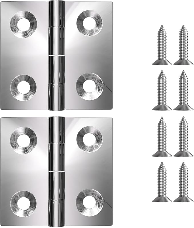 1.5" x 1.5" Boat Hinges,316 Stainless Steel Marine Grade Heavy Duty Casting Boat Hatch Cabinet Door Hinge 2 Pcs with Screws
