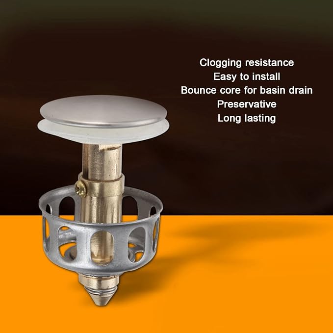 Bathroom Folding Drain Filter - Copper & Stainless Steel, Push-Pull Bounce Core, Clog Prevention for Shower & Sink, & Easy to Clean