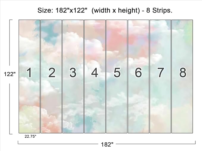 Cliouar-Wall Mural Wallpaper for Bedroom Living Room Wallpaper 3D Wallpaper Decoration Pink Clouds Wallpaper 182" x 122"(Not Peel and Stick)