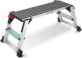 Work Platform, Aluminum Step Ladder, 36"×12"×18" Step Platform Non-Slip, Heavy Duty Folding Work Bench 330 lbs Load Capacity for Washing Vehicles, Cleaning, Painting