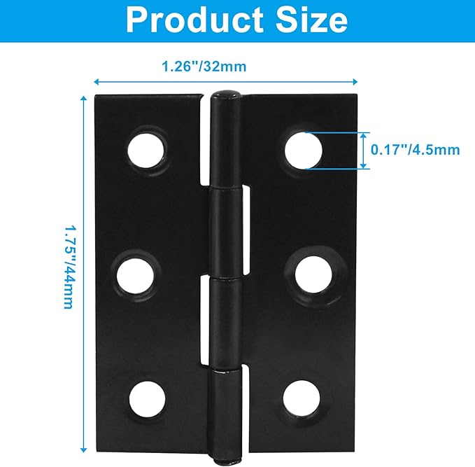 16PCS 2 Inch Stainless Steel Door Folding Butt Hinges, Black Metal Bisagras para Puertas with Screws for Door, Furnitures, Windows, Cabinet,Cupboard, Dressers