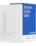 ELEGRP Smart Light Switch, 2.4GHz Wi-Fi Light Switch Compatible with Alexa & Google Assistant, Neutral Wire Required, APP Control and Timer Schedule, UL Certified, Single Pole/3 Way, White, 1 Pack