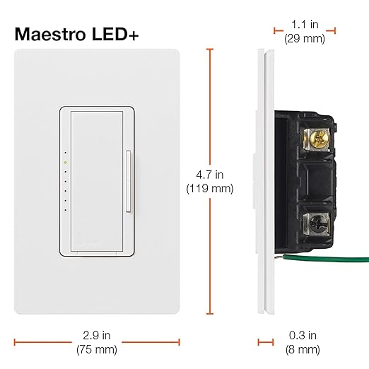 Lutron Maestro LED+ Dimmer Switch for Dimmable LED, Halogen and Incandescent Bulbs, 150W/Single-Pole or Multi-Location, MACL-153M-WH-3, White (3-Pack)