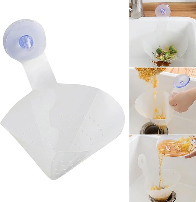 Kitchen Strainers Foldable Sink Filter Self-Standing Kitchen Anti-Blocking Funnel Drain Leftovers Soup Sorting Garbage Food Strainer Basket