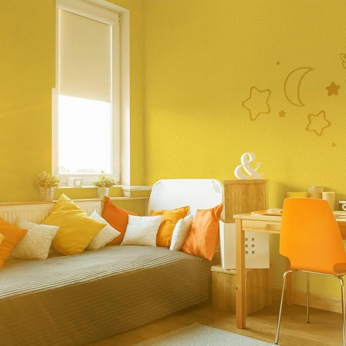 Yellow Peel and Stick Self Adhesive Wallpaper Countertop Contact Paper | Removable Embossed Silk Waterproof Bathroom Wallpaper 15.7" X 393.7" Kitchen Vinyl Wrap for Cabinet Shelf Liner Paper