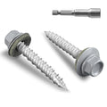 Metal Roofing Screws #10 × 1 1/2 Inch, 64pcs Grey Ruspert Coating Hex Head Sheet Metal Roof Screws, Self Starting Metal to Wood Siding Screw, EDPM Rubber Washers