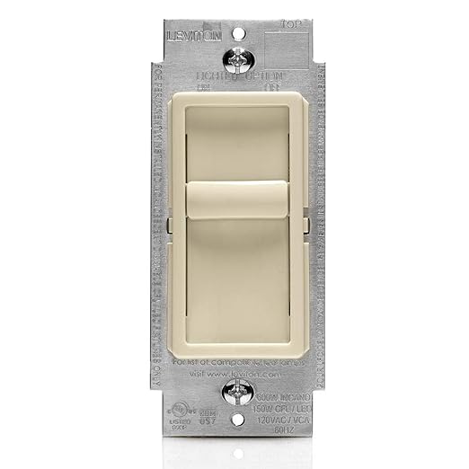 Leviton SureSlide Dimmer Switch for Dimmable LED, Halogen and Incandescent Bulbs, 6672-1LT, Light Almond
