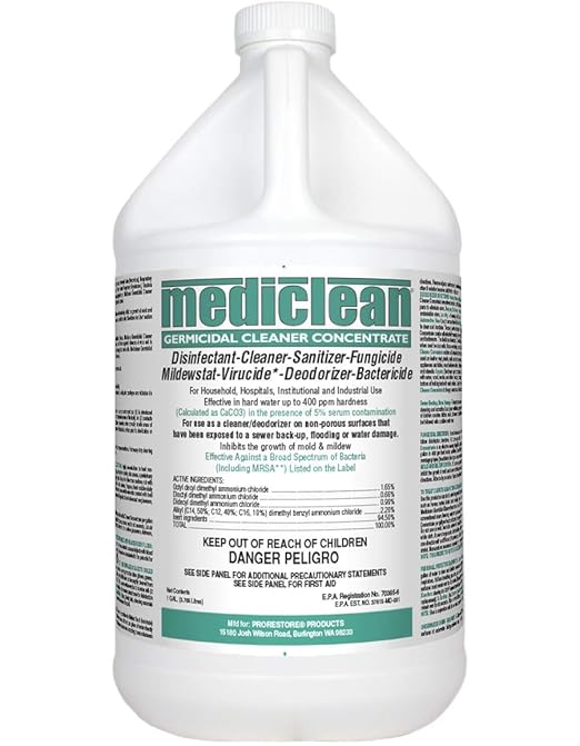 221591909 Mediclean Germicidal Cleaner Concentrate, Disinfectant, Sanitizer, Inhibits Mold and Mildew, 1 gal