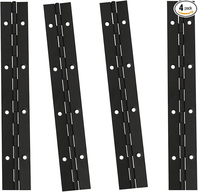 4Pcs 8 Inch Continuous & Piano Hinges, Black Stainless Steel 304 Continuous Folding Hinges for Doors, Cabinets, Window